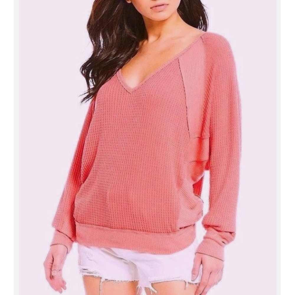 Free People -‎ We The Free Catalina Waffle Thermal Coral Pink Flowy Small
